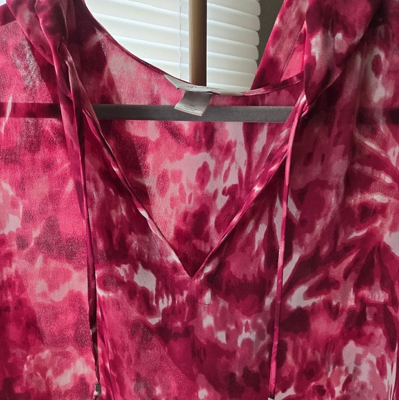 Cj banks sheer Hoodie/Blouse sz 2x Fushia/White - Picture 4 of 8